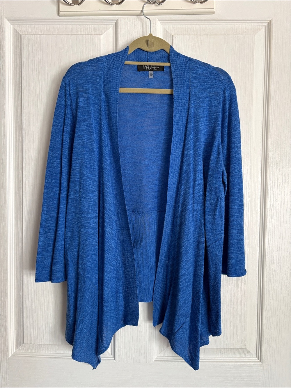 Kasper Cobalt Blue Draped Open-Front Cardigan PXL